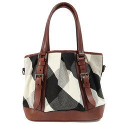 Burberry Check Pattern Tote Bag Canvas Women's BURBERRY