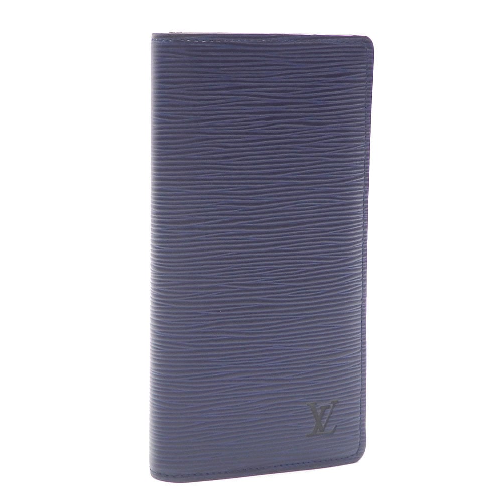 Louis Vuitton Bifold Long Wallet Epi Portefeuille Brazza Men's M81371 Navy  Dark Blue Monogram Eclipse