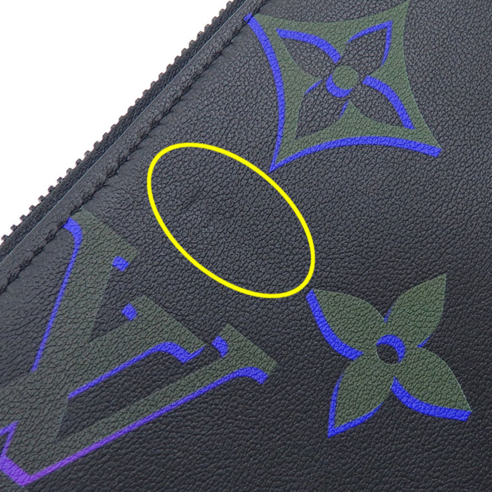 Louis Vuitton Round Long Wallet Monogram Spotlight Zippy Vertical Men's  M82368 Black Calf Leather Day Limited Neon Color