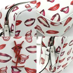 Saint Laurent SAINT LAURENT Crossbody Shoulder Bag Leather White/Red/Pink Women's