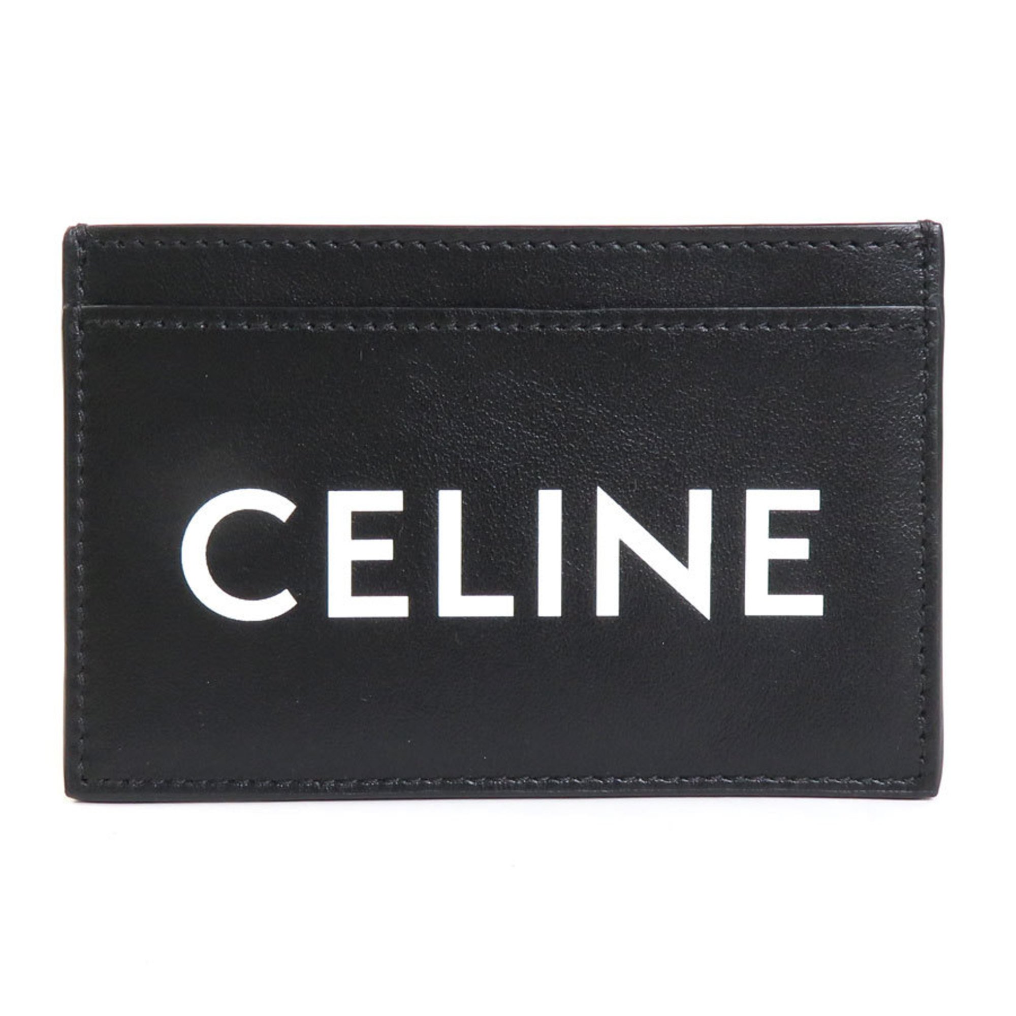 Celine CELINE Card Case Pass Leather Black x White Unisex