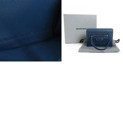 BALENCIAGA Trifold Wallet Leather Navy Unisex