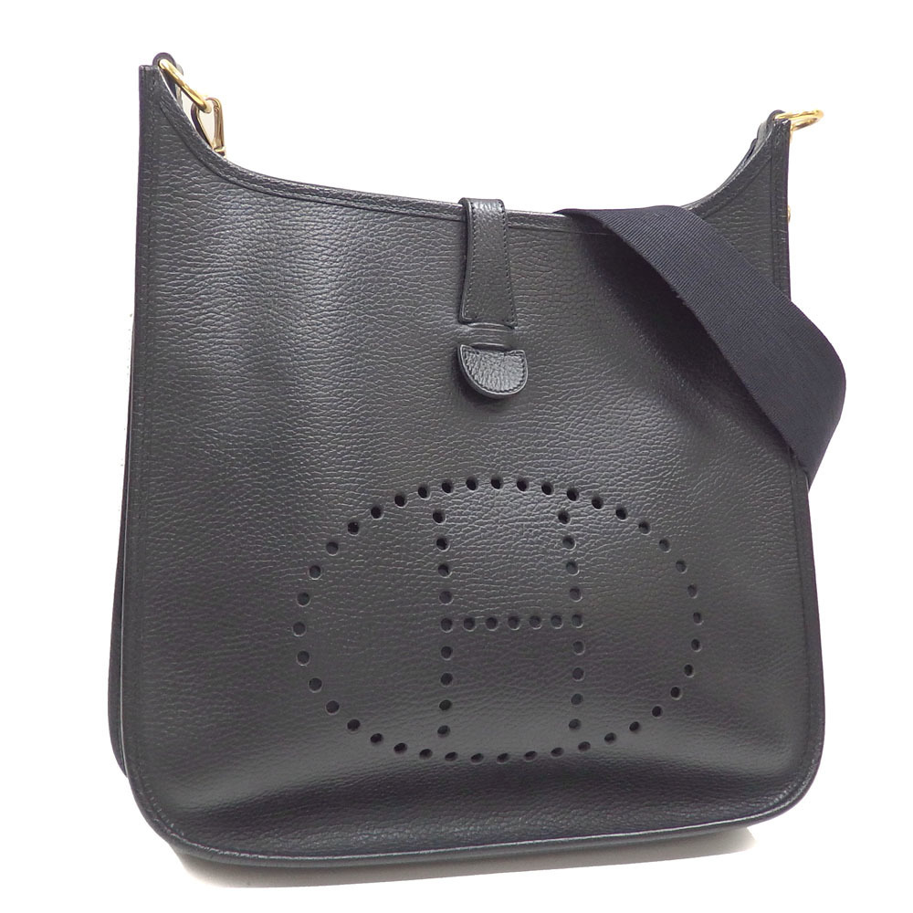 Hermes Evelyn 1 Shoulder Bag Ladies Noir Black Vaux-Epson □F