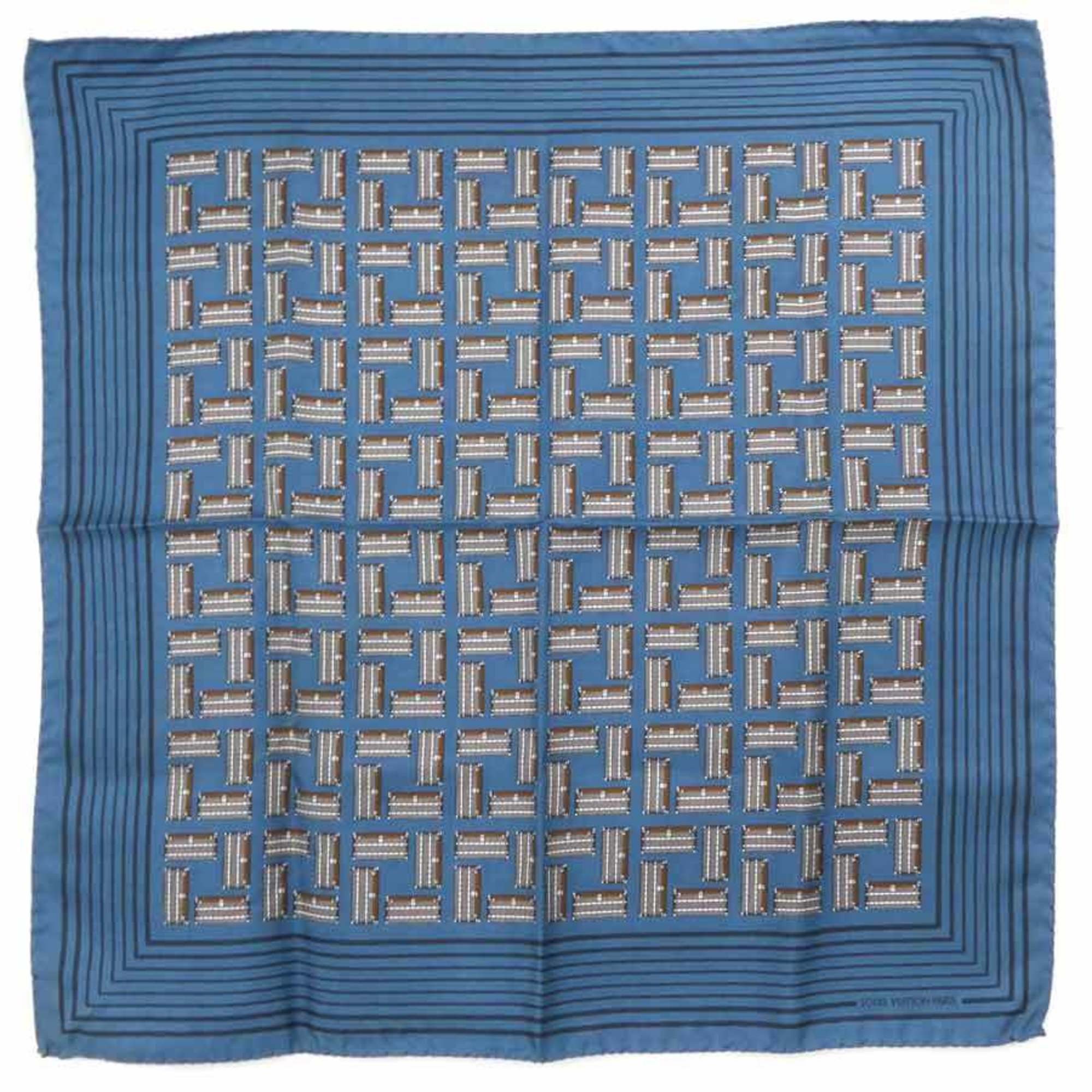 LOUIS VUITTON Scarf Silk Dark Blue/Brown Unisex