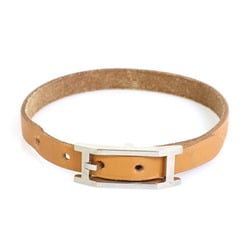 Hermes HERMES Bracelet Leather/Metal Brown/Silver Unisex