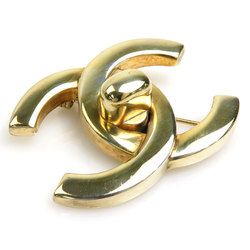 CHANEL Brooch Coco Mark Turnlock Metal Gold Unisex