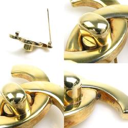 CHANEL Brooch Coco Mark Turnlock Metal Gold Unisex