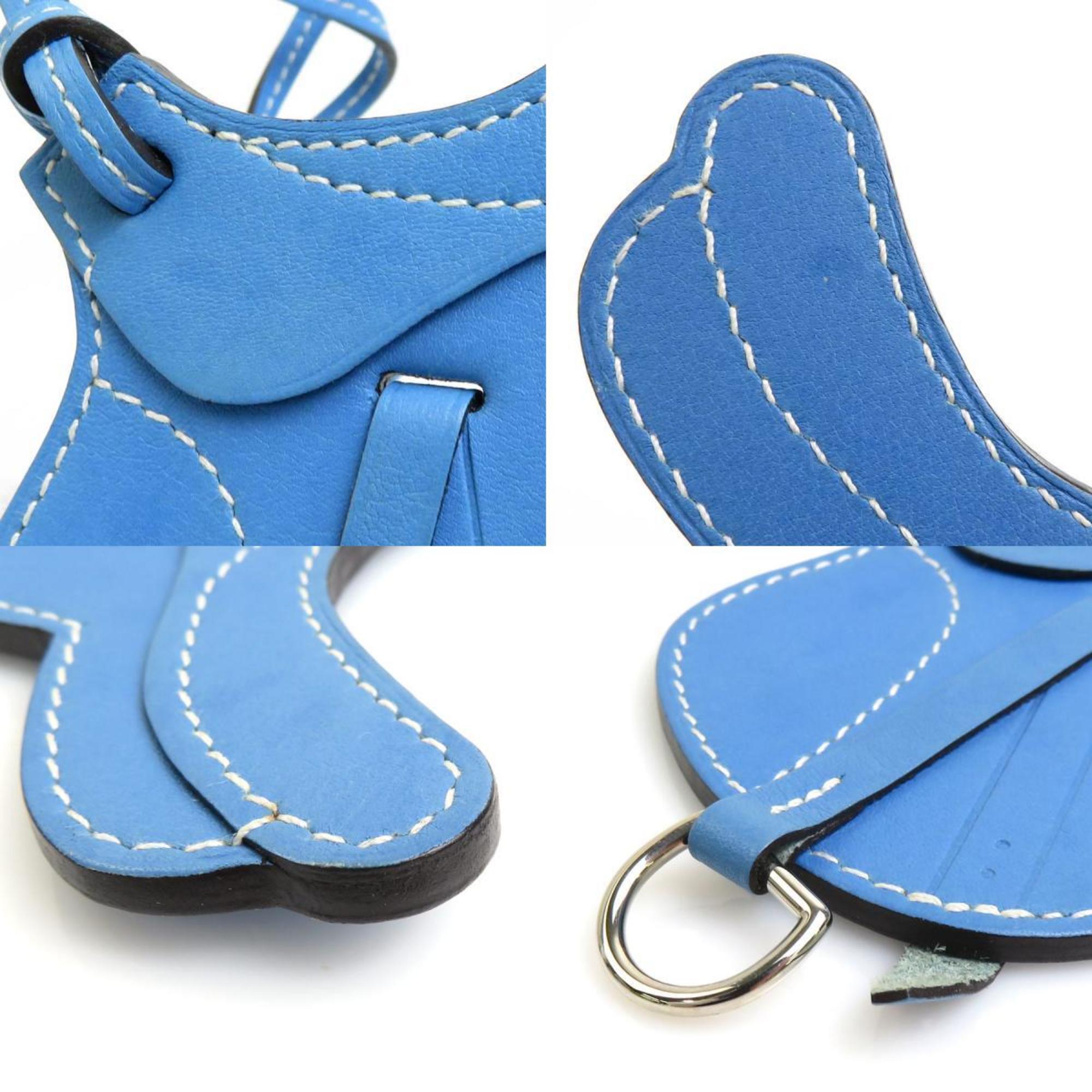 HERMES Charm Paddock Cell Leather Blue Unisex