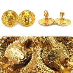 CHANEL earrings metal/glass stone gold x green ladies