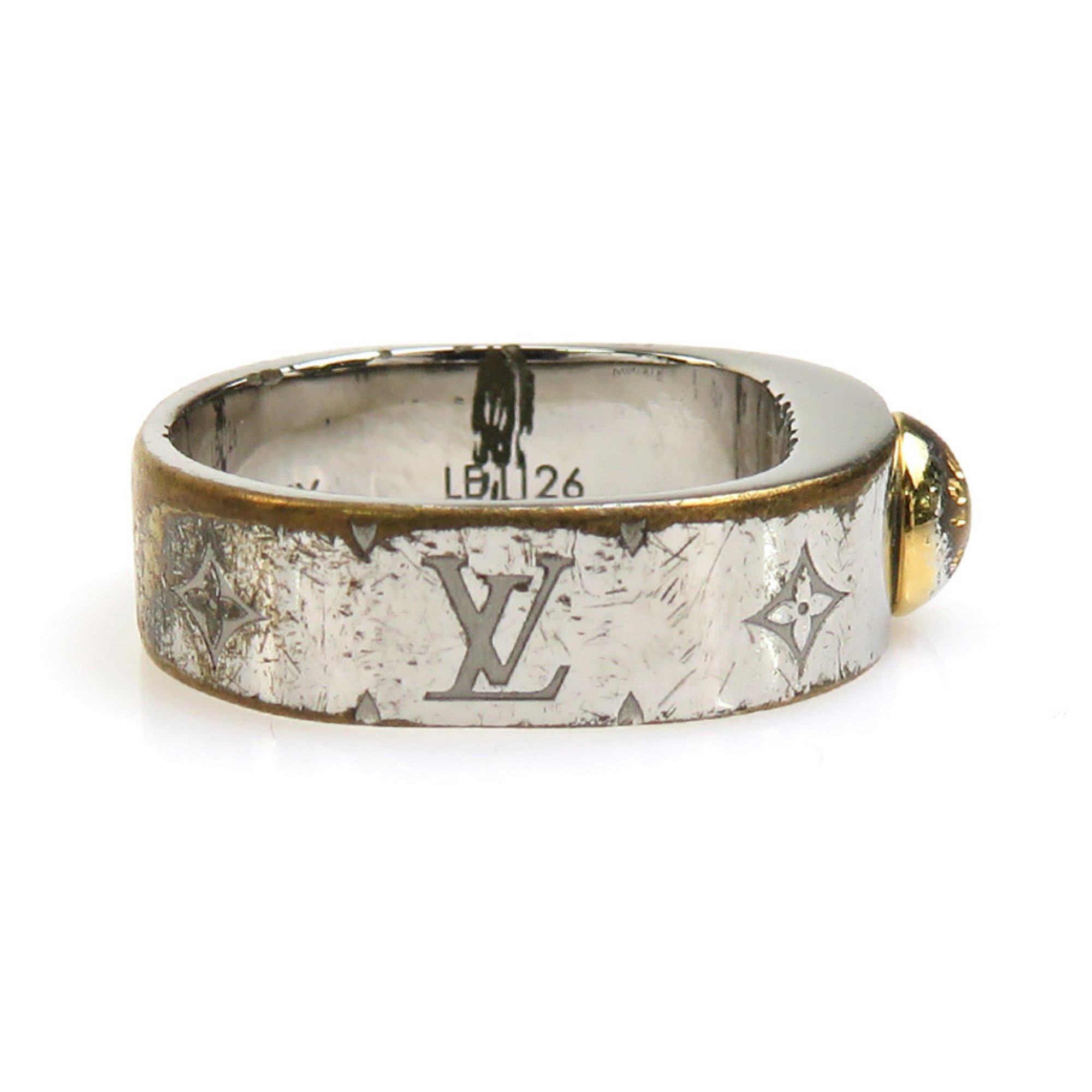 LOUIS VUITTON Ring Berg Nanogram Metal Silver/Gold Ladies M00216 No. 9.5