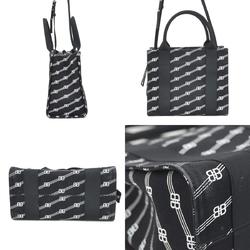 BALENCIAGA Handbag Shoulder Bag Trade XS Canvas Black/White Silver Unisex