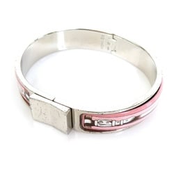 HERMES Bangle Bracelet Click Crack Metal/Enamel Silver/Pink/White Ladies