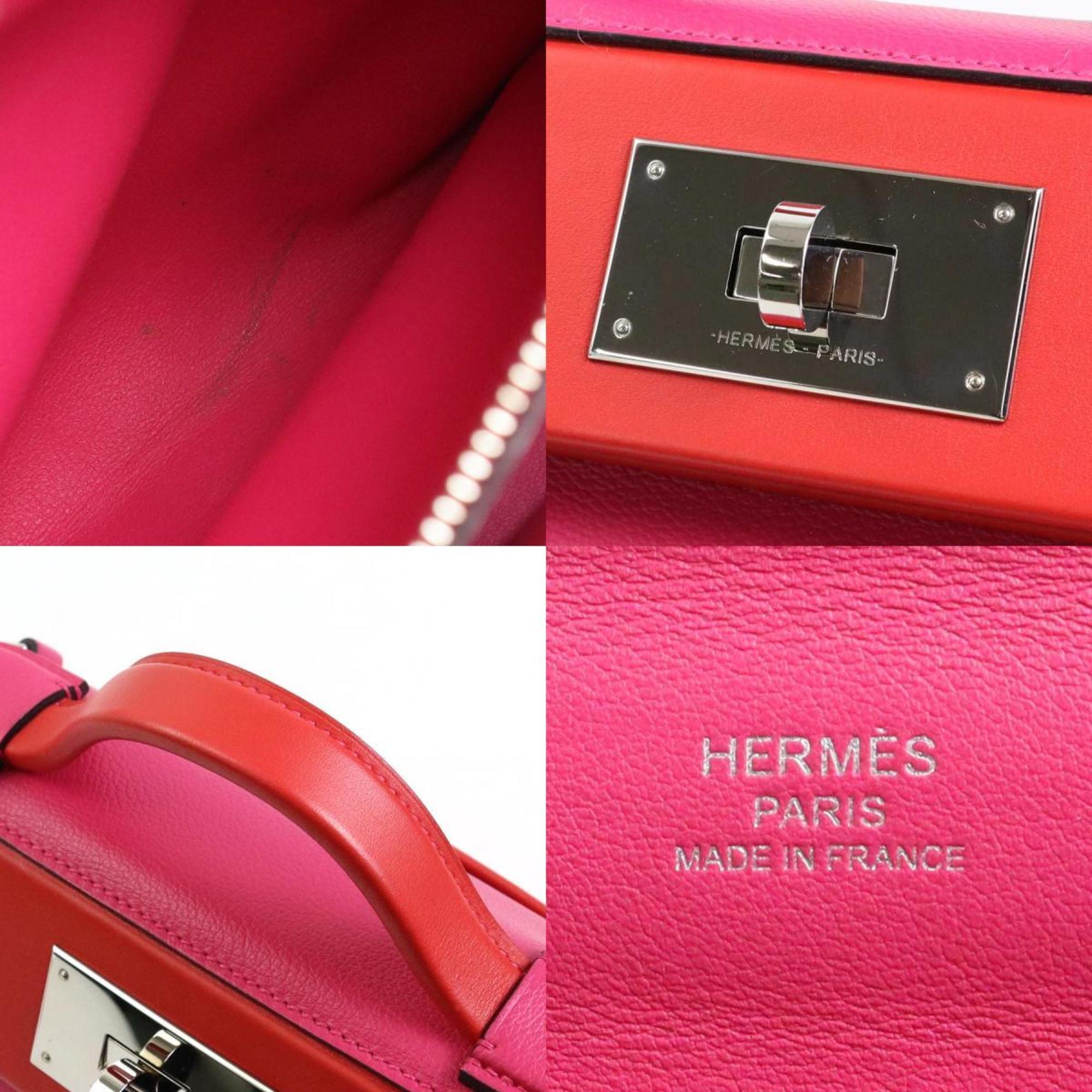 HERMES Handbag Crossbody Shoulder Bag Van Quatre 24/24 Mini Evercolor/Vaux Swift Rose Mexico x Rouge de Couu Ladies