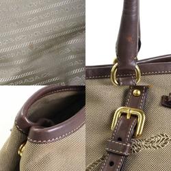 PRADA Handbag Shoulder Bag Canvas/Leather Brown Ladies