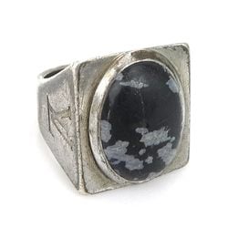 LOUIS VUITTON Ring Chevalier Snow Flow Silver 925/Stone Silver/Black/Gray Men's M64903 No. 18