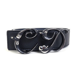 Christian Dior Belt Reversible Leather Black x Navy Men's