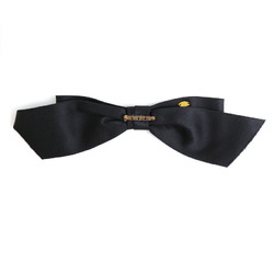 CHANEL Brooch Ribbon Satin Black Gold Ladies