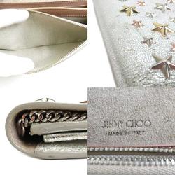 Jimmy Choo Shoulder Wallet Leather Silver Women's