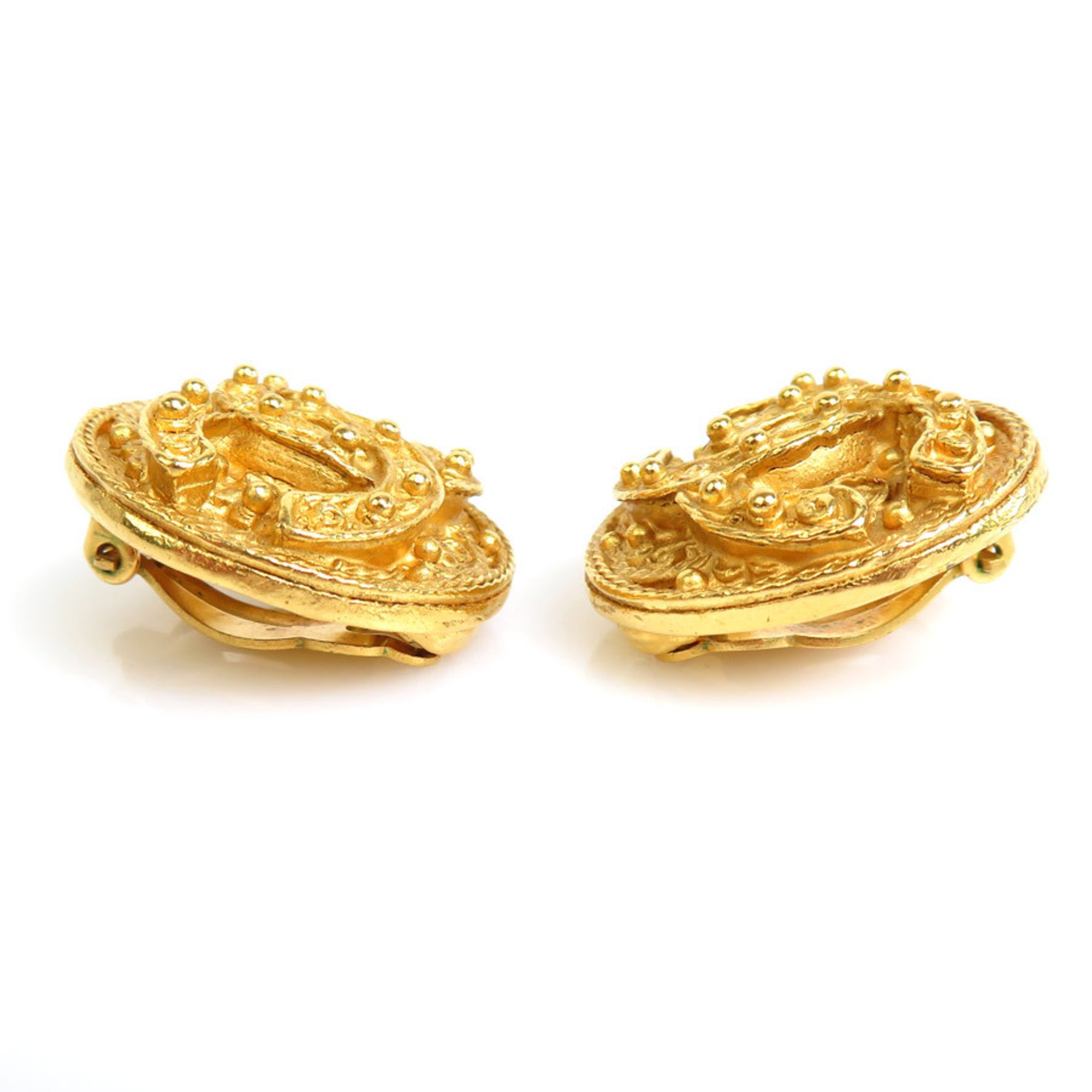 CHANEL earrings here mark metal gold ladies