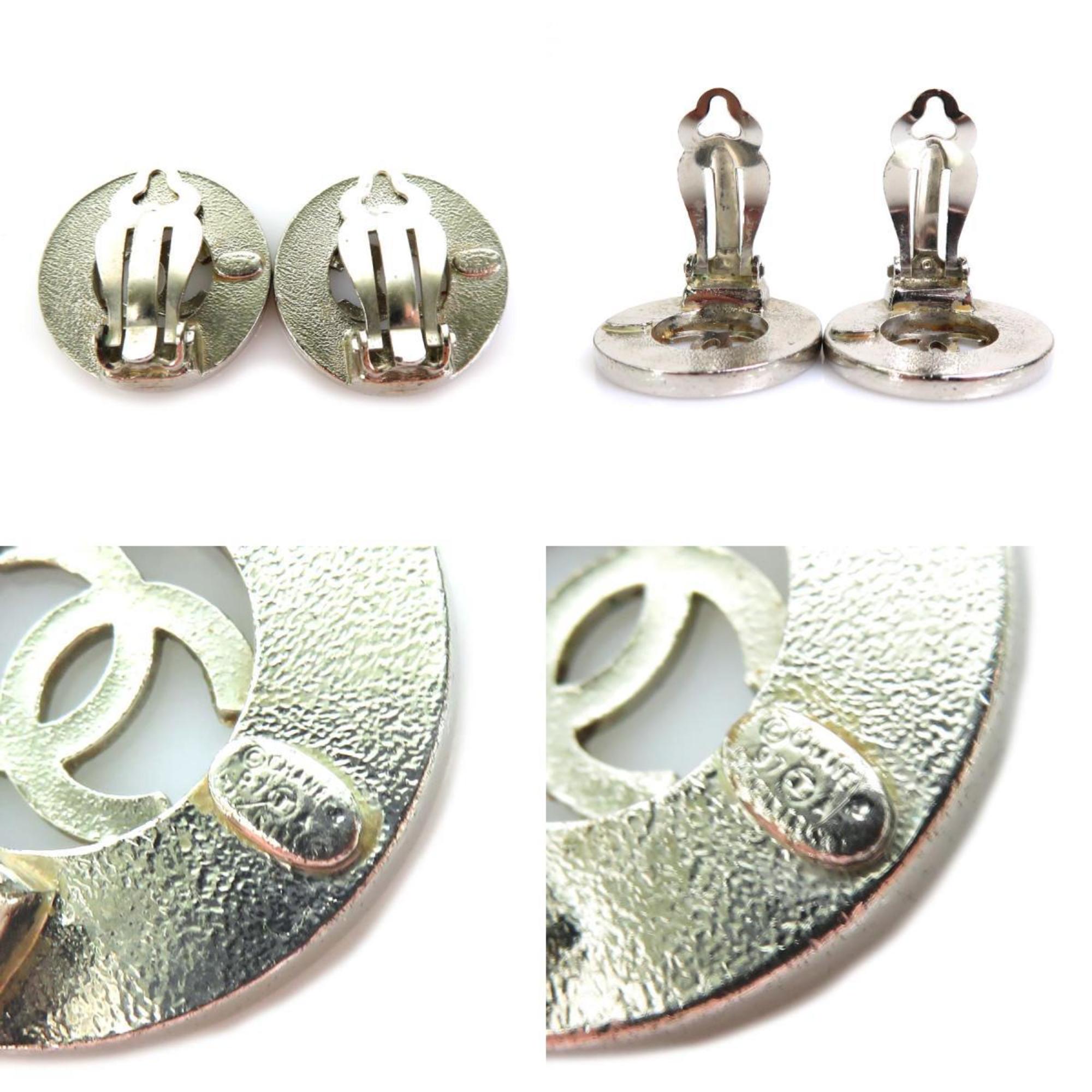 CHANEL earrings here mark metal silver ladies