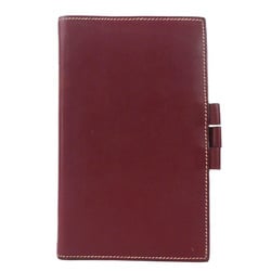 Hermes Notebook Cover Leather Burgundy Unisex