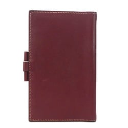 Hermes Notebook Cover Leather Burgundy Unisex