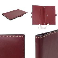 Hermes Notebook Cover Leather Burgundy Unisex