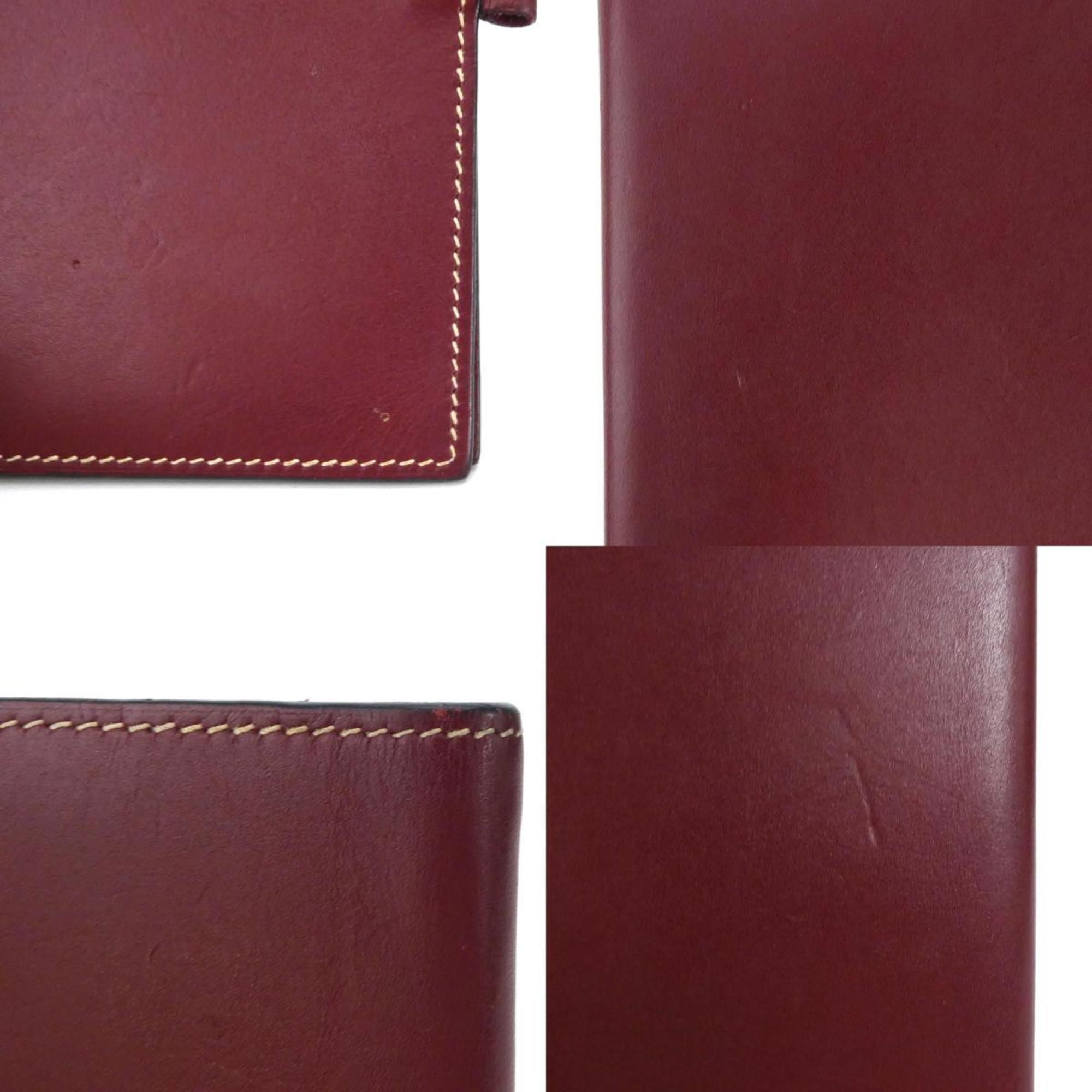 Hermes Notebook Cover Leather Burgundy Unisex