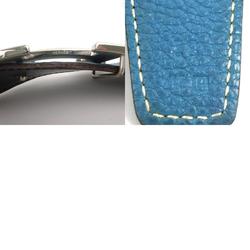 HERMES Belt Constance H Leather/Metal Blue/Black/Silver Unisex