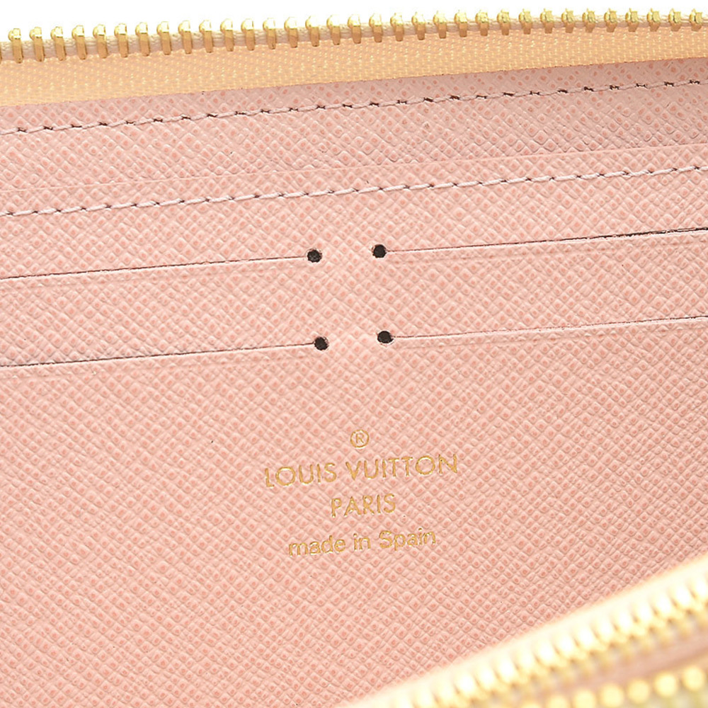 Louis Vuitton Damier Azur Portefeuille Clemence Rose Ballerine Long Wallet