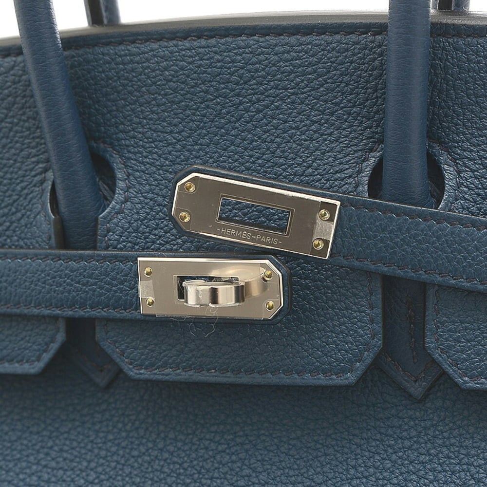 Hermes Birkin 25 Togo Blue de Plus Silver hardware B engraved