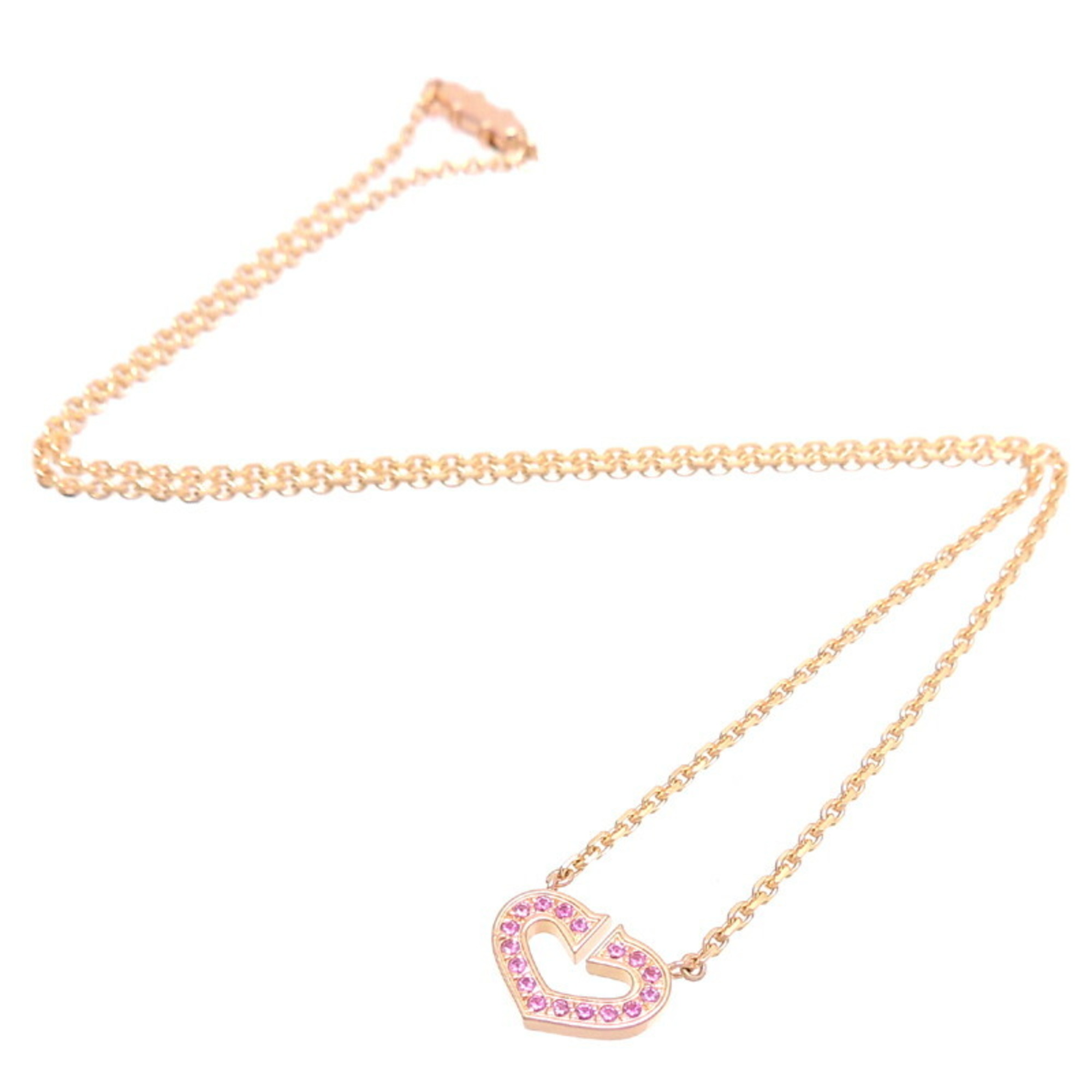 Cartier C Heart Pendant Women's Necklace 750 Pink Gold