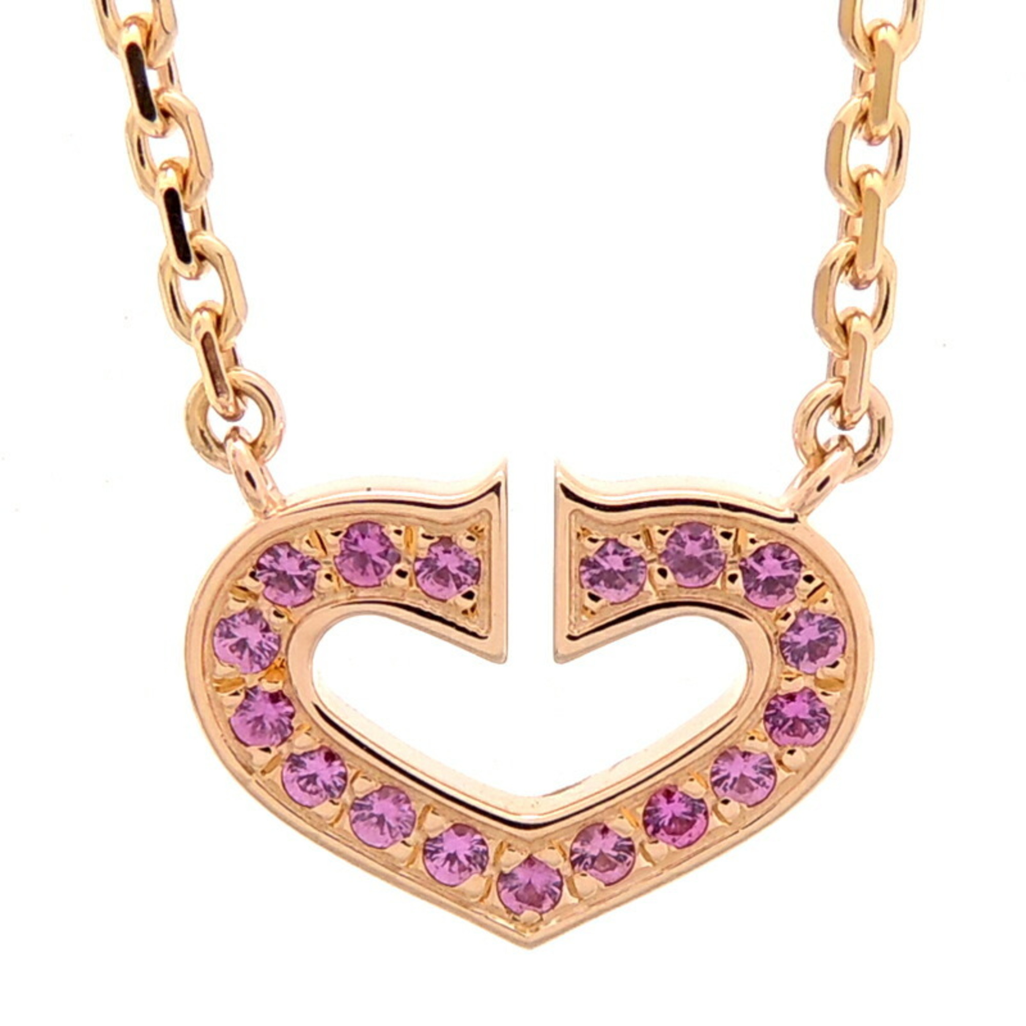 Cartier C Heart Pendant Women's Necklace 750 Pink Gold