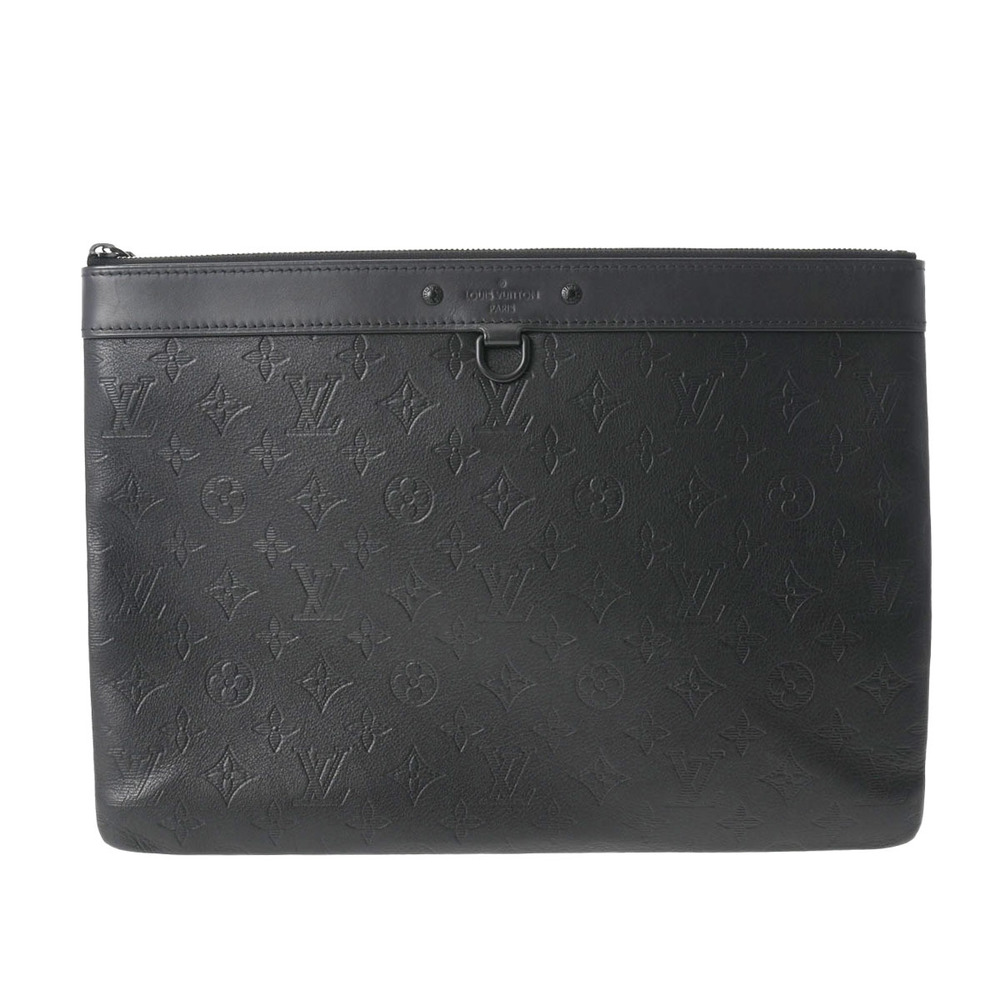 LOUIS VUITTON Monogram Shadow Pochette Discovery Black M62903 Men's Leather Clutch  Bag