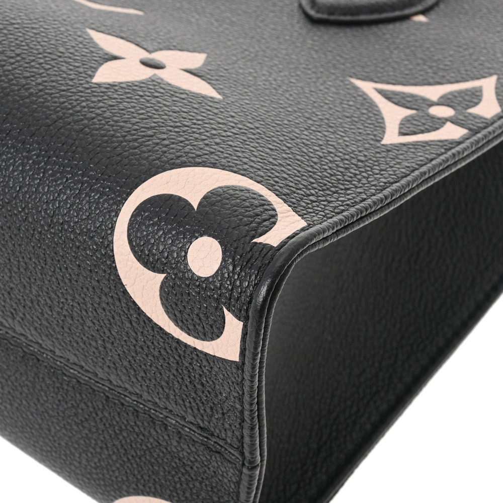 LOUIS VUITTON Monogram Empreinte On the Go PM Noir Beige M45659 Women's  Leather Handbag
