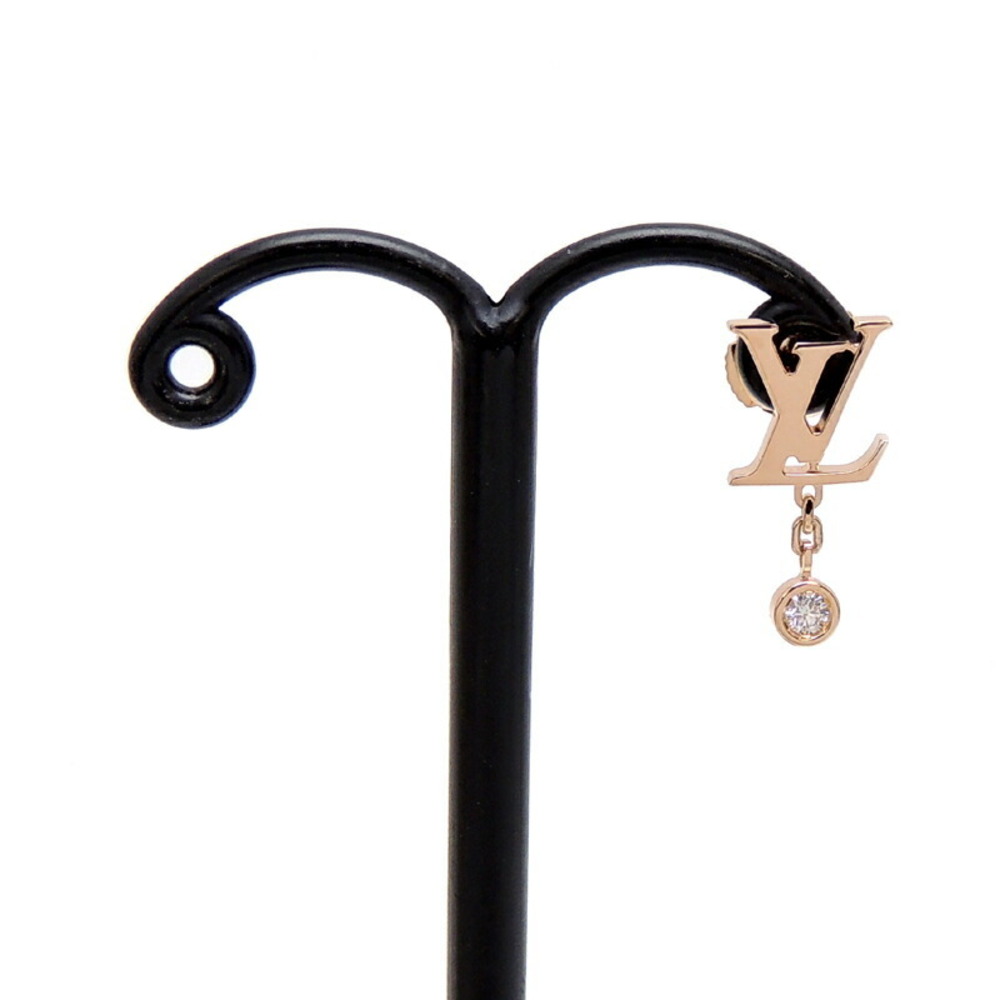 Louis Vuitton One Side Ideal Blossom LV 1P Diamond Women's Earrings Q96549  750 Pink Gold