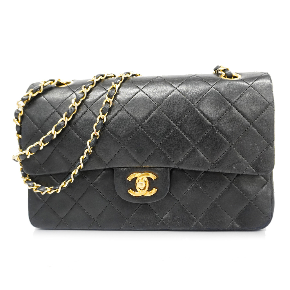 Auth Chanel Matelasse W Flap W Chain Lambskin Women's Leather Shoulder Bag  Black | eLADY Globazone