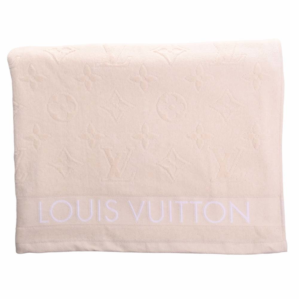 LOUIS VUITTON Cotton Monogram Beach Towel LV Vacation M77516 Beige Ladies