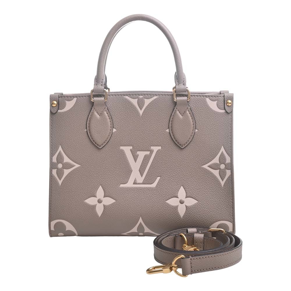 Louis Vuitton On The Go PM Tote Bicolor White Leather with Strap