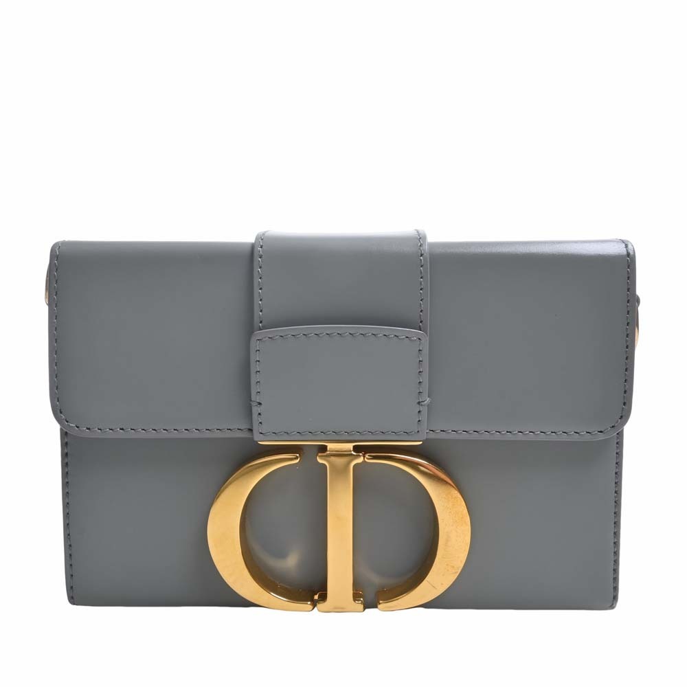 66634 auth CHRISTIAN DIOR grey leather 30 MONTAIGNE BOX Shoulder