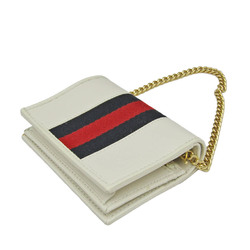 Gucci Rajah Tiger 573790 Women's Leather Chain/Shoulder Wallet Off-white