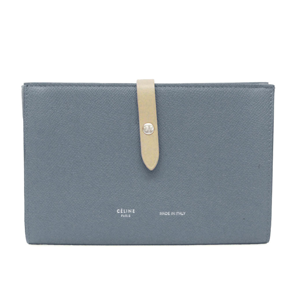 Celine Large Strap Wallet Gray/Blue Bicolor Grained Calfskin