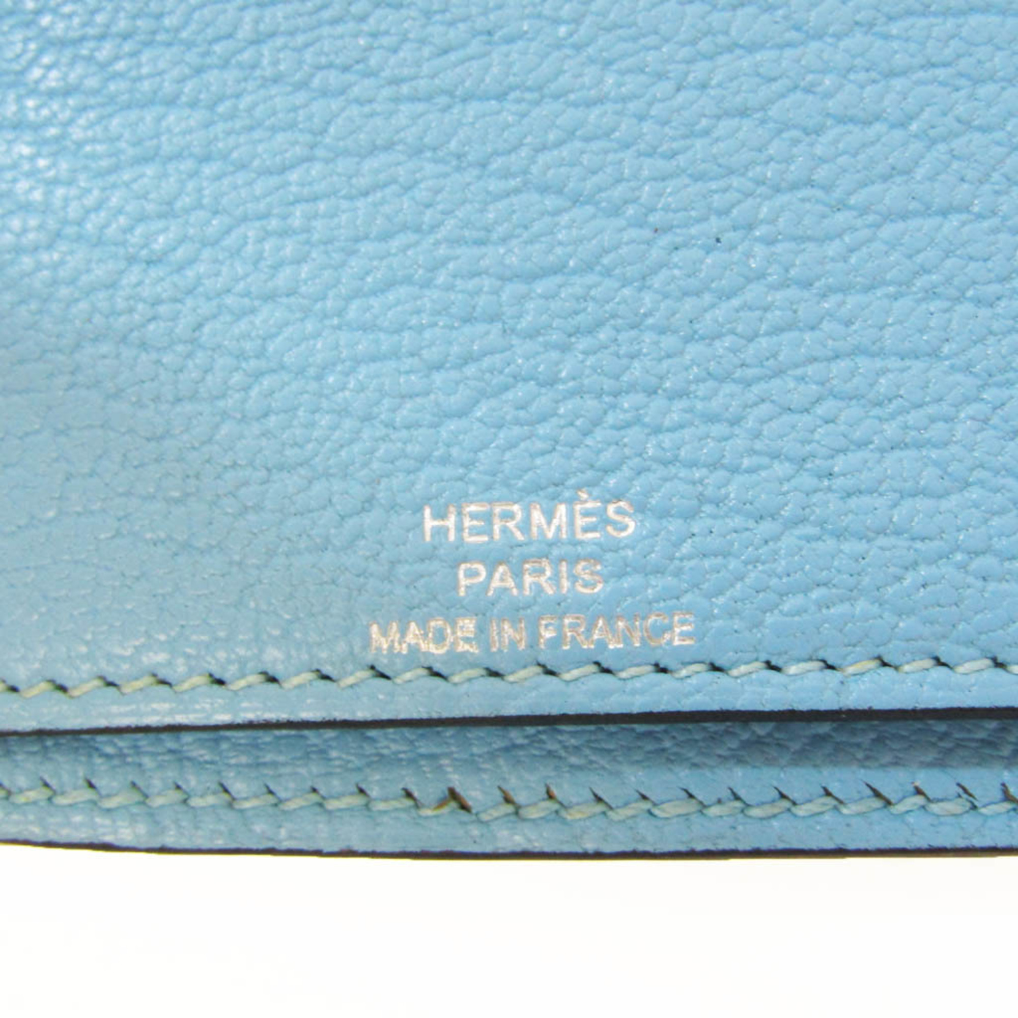 Hermes Evelyne Women's Chevre Leather Long Bill Wallet (bi-fold) Blue,Navy