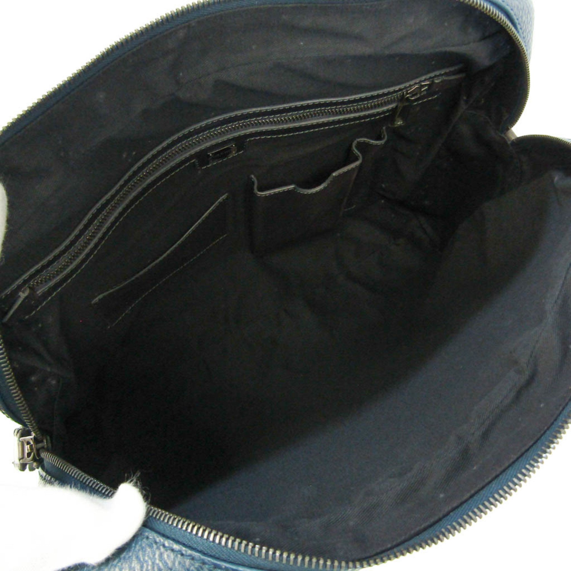 Dolce & Gabbana Men's Leather Briefcase Gray Brown,Navy