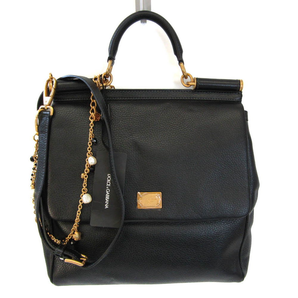 Sicily leather crossbody bag Dolce & Gabbana Black in Leather