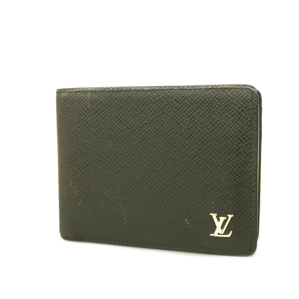 Auth Louis Vuitton Multiple Black Taiga Leather Men's Wallet