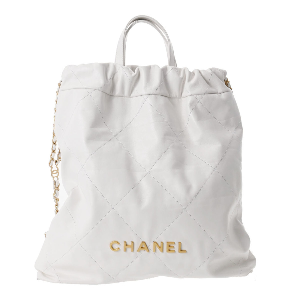 CHANEL Chanel 22 Large Backpack White Women's Calf Rucksack