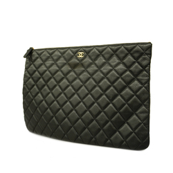 3ae4846]Auth Chanel Matelasse Clutch Bag Women's Leather Black