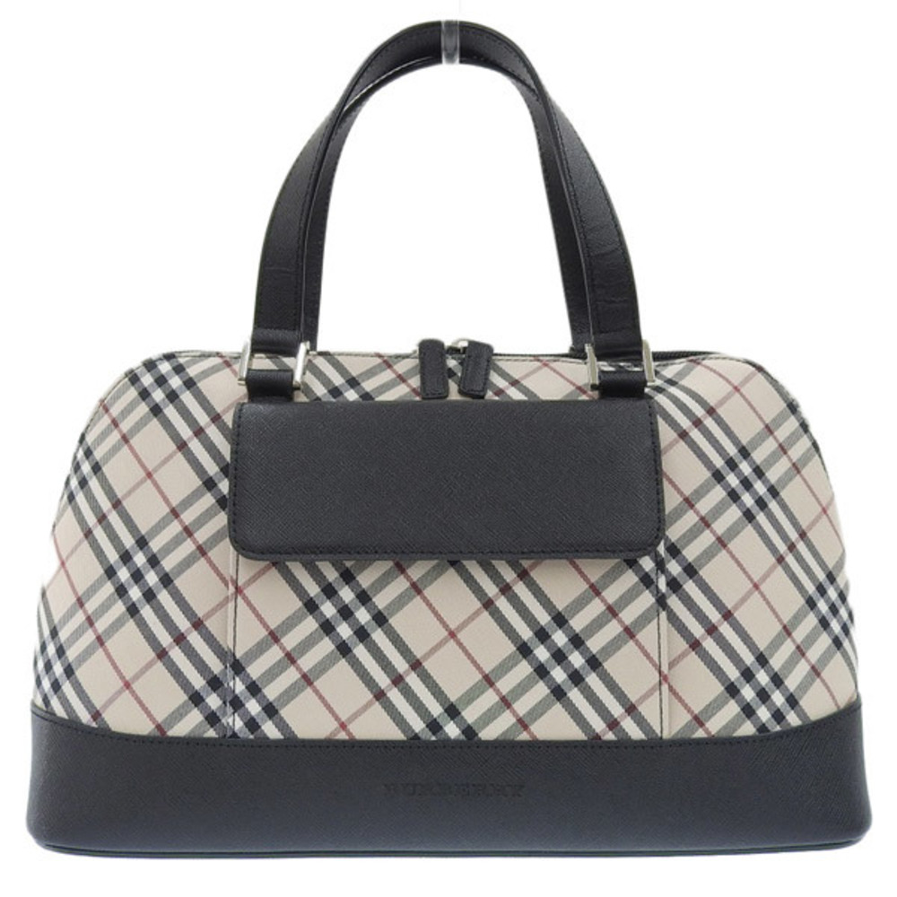 BURBERRY Nova Check Canvas Leather Black Beige Shoulder Bag