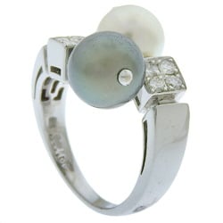 Bvlgari Lucia Ring Pearl K18 White Gold x Diamond No. 11 Women's